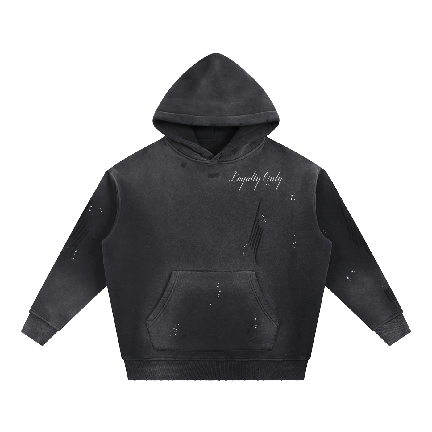 Vintage Washed Frayed Fleece Hoodie
