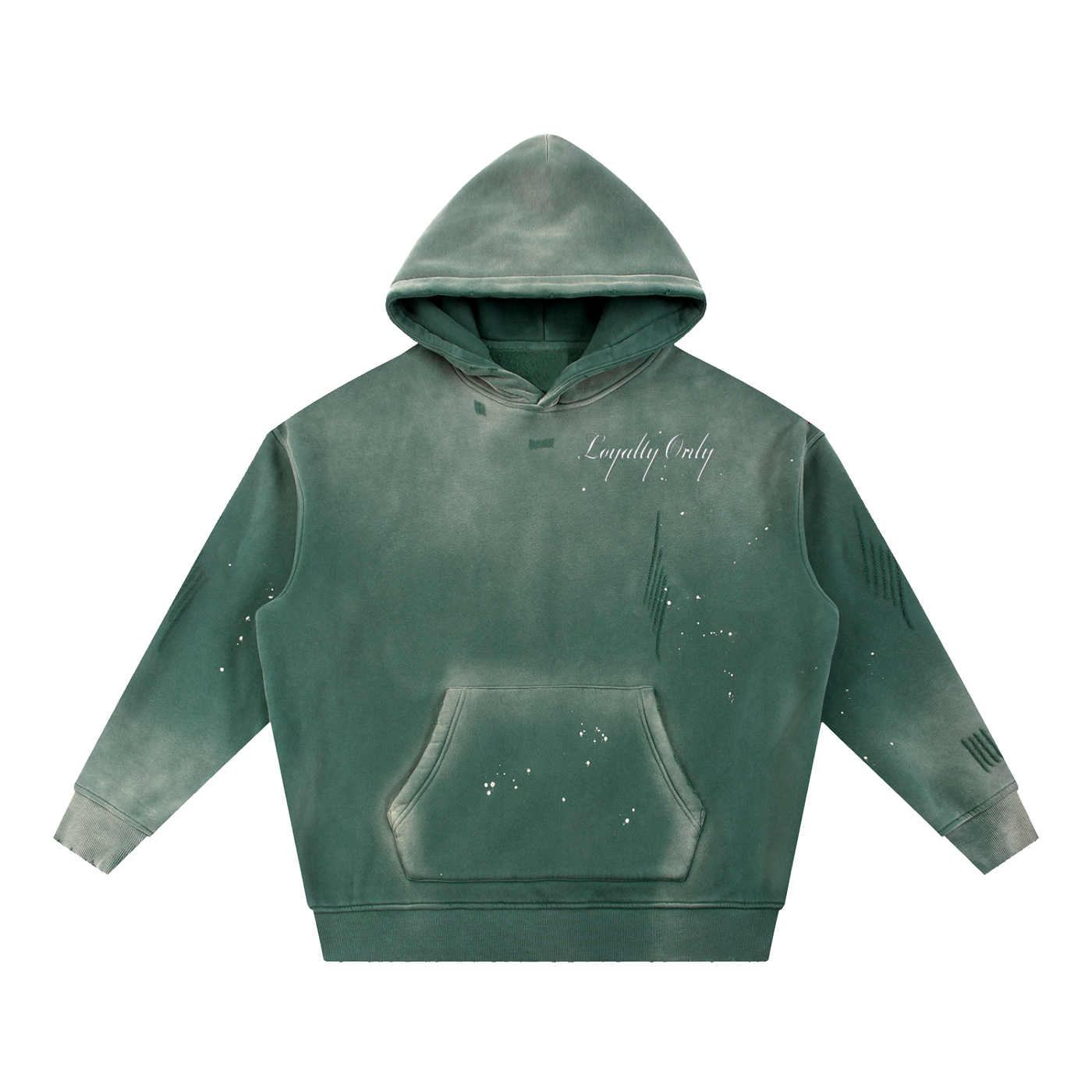 Vintage Washed Frayed Fleece Hoodie