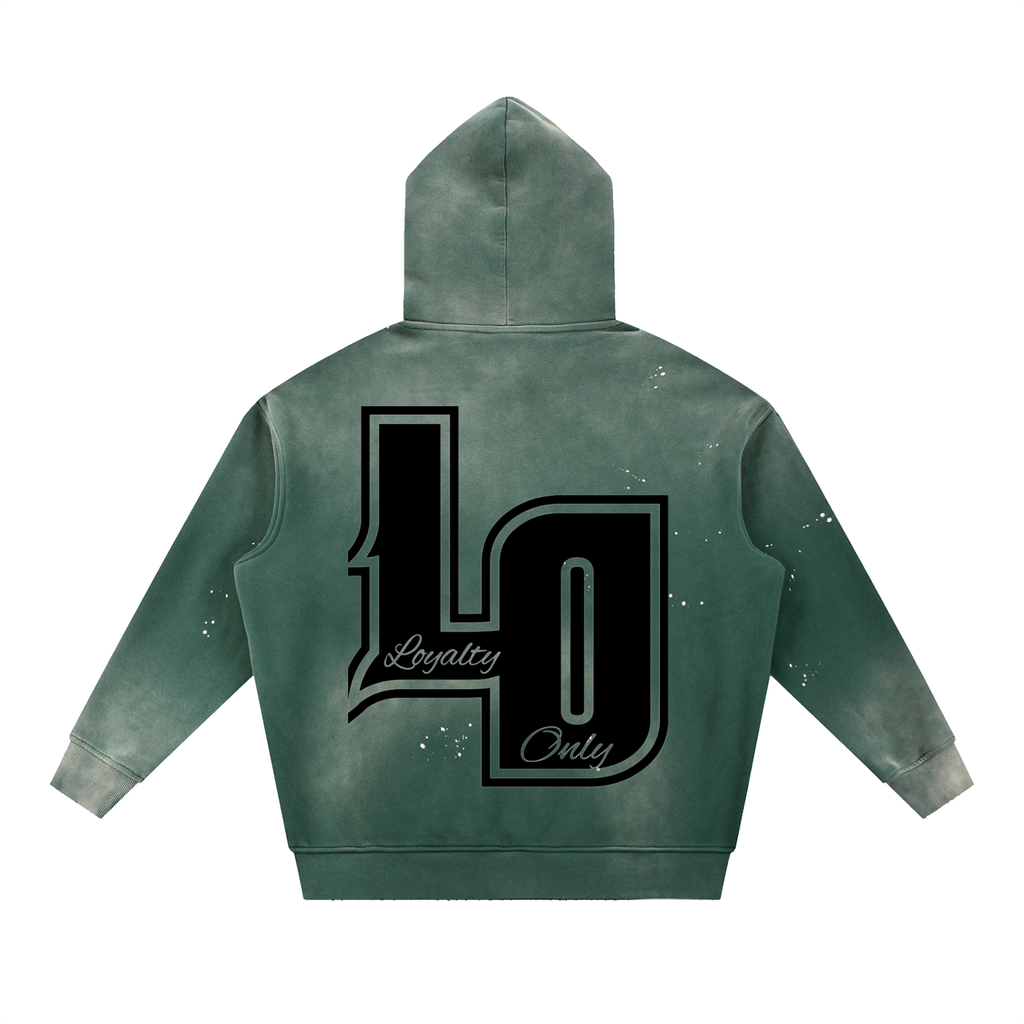 Vintage Washed Frayed Fleece Hoodie