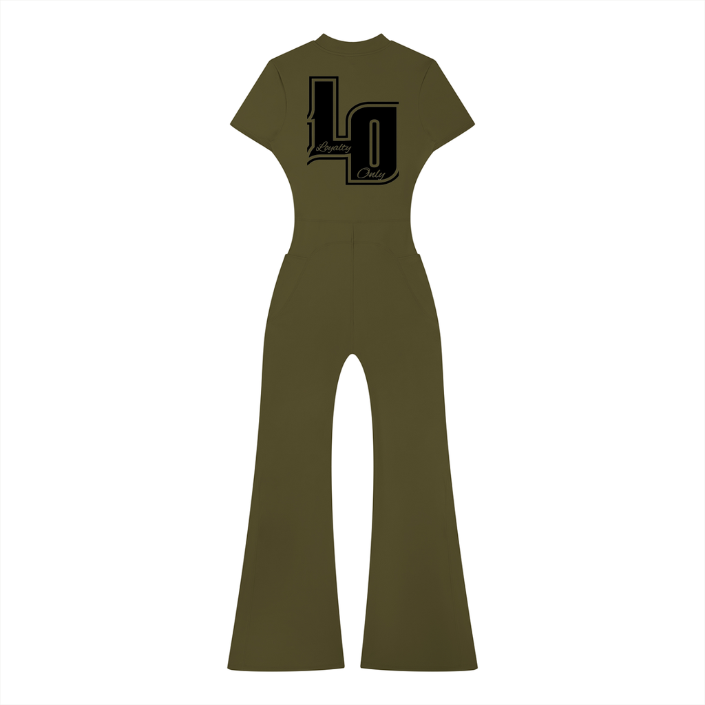 Women’s Tight Flared Leg Quarter-Zip Jumpsuit