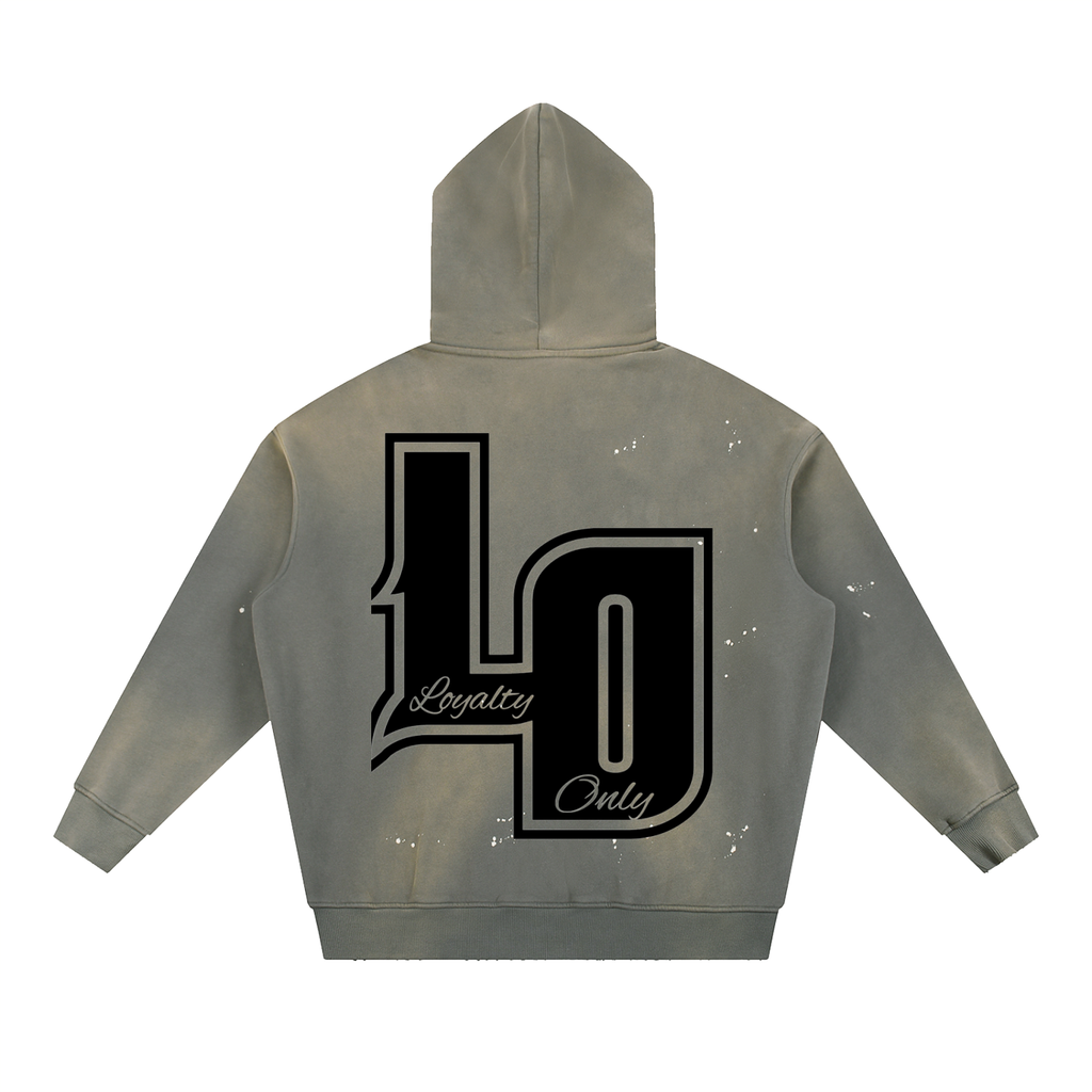 Vintage Washed Frayed Fleece Hoodie