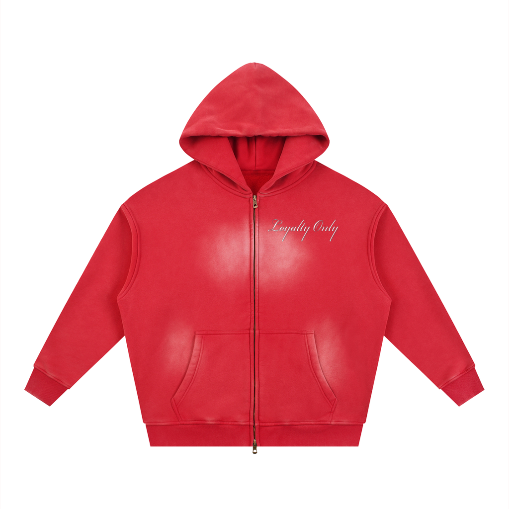 Sunfade Two-way Zipper Boxy Fleece Hoodie